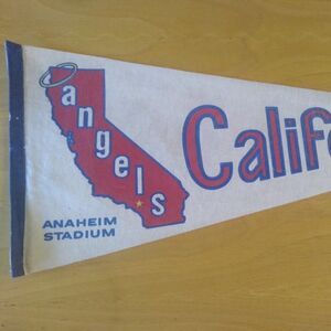 Vintage 60s California Angels Anaheim Stadium MLB Pennant Flag